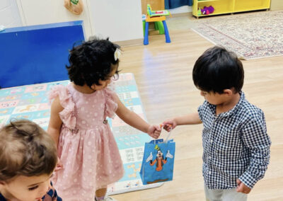 Kids exchanging gifts