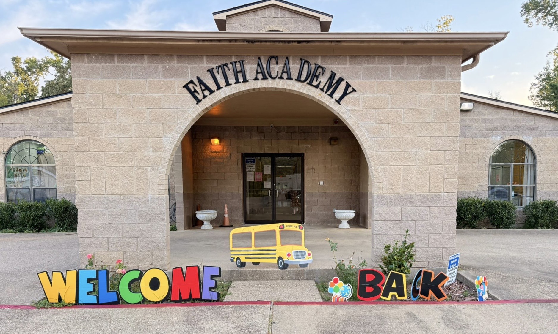 Welcome Back Main Entrance Smiling child at Islamic faith academy